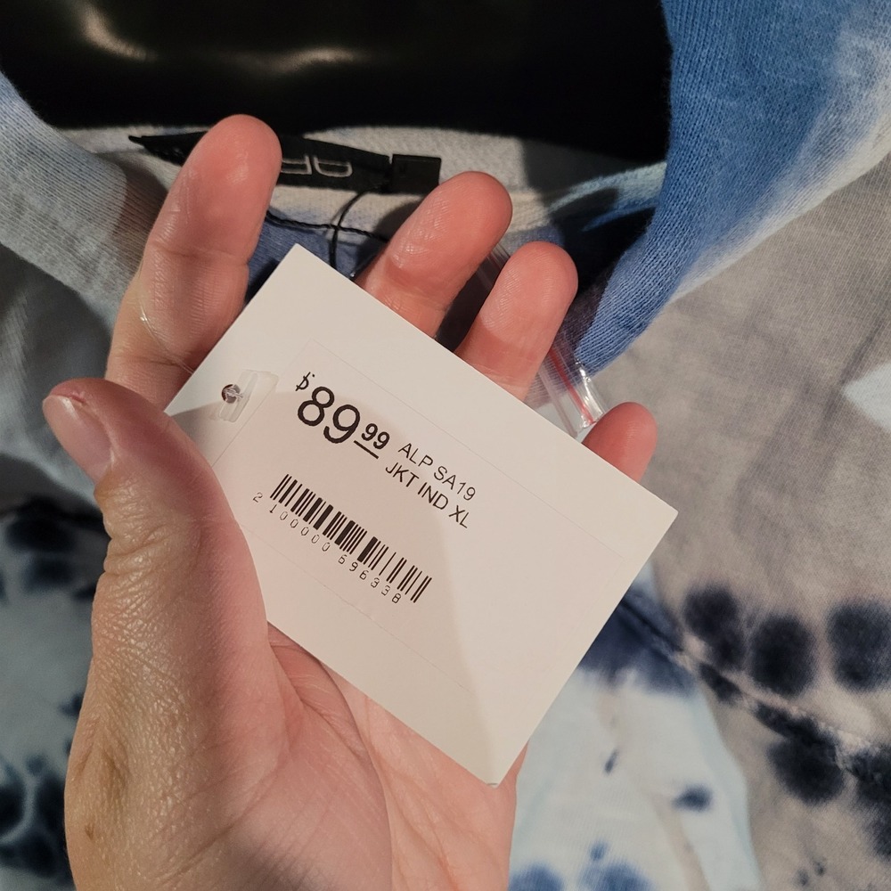 APNY Cropped Tie-Dye Jacket Sz XL White/Indigo 100% Cotton Hippie Festival READ - Picture 9 of 10